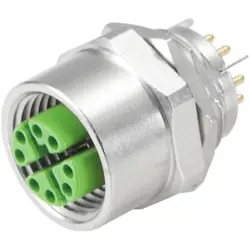 Panel socket, M12, 8 pole, solder connection, straight, 1393080000