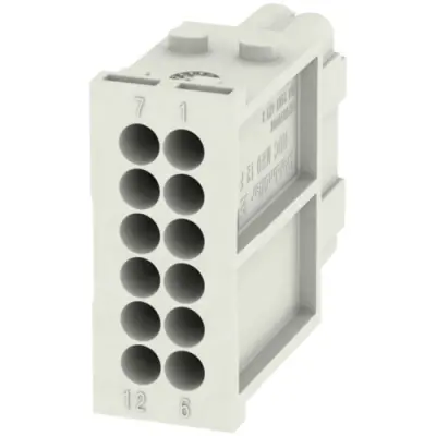 Socket contact insert, 12 pole, unequipped, crimp connection, with PE contact, 1428850000 - 1