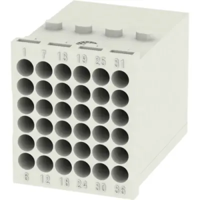 Pin contact insert, 36 pole, unequipped, crimp connection, with PE contact, 1428860000 - 1