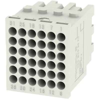 Socket contact insert, 36 pole, unequipped, crimp connection, with PE contact, 1428870000 - 1
