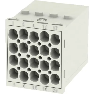 Pin contact insert, 20 pole, unequipped, crimp connection, with PE contact, 1428910000 - 1