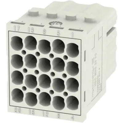 Socket contact insert, 20 pole, unequipped, crimp connection, with PE contact, 1428930000 - 1