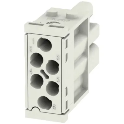Socket contact insert, 6 pole, unequipped, crimp connection, with PE contact, 1429370000 - 1