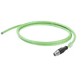 System cable, PROFINET, M12-plug, straight to open end, Cat 6A, S/FTP, PVC, 5 m, green, 1449470050