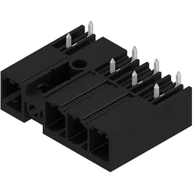 Pin header, 4 pole, pitch 7.62 mm, angled, black, 1464340000 - 1