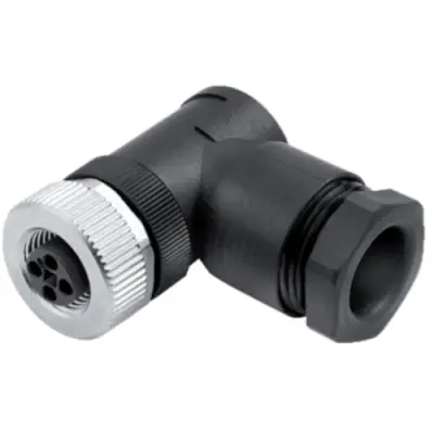 Jack, M12, 4 pole, screw connection, angled, 1467890000 - 1