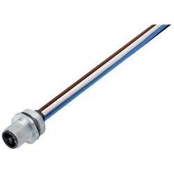 Panel plug, M12, 4 pole, strand connection, straight, 1467950000