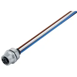 Panel socket, M12, 4 pole, strand connection, straight, 1467960000