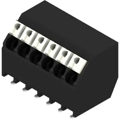 PCB terminal, 6 pole, pitch 3.5 mm, AWG 28-14, 12 A, spring-clamp connection, black, 1473350000 - 1