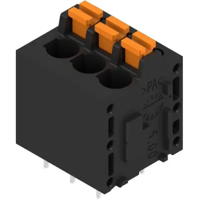 PCB terminal, 3 pole, pitch 5 mm, straight, black, 1425040000 - 1