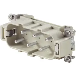 Pin contact insert, 6, 6 pole, equipped, screw connection, with PE contact, 1498700000