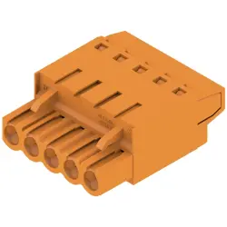 Pin header, 5 pole, pitch 5.08 mm, straight, orange, 1499860000