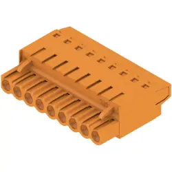 Pin header, 9 pole, pitch 5.08 mm, straight, orange, 1500260000