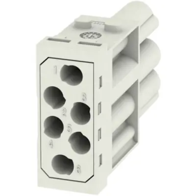 Pin contact insert, 6 pole, unequipped, crimp connection, with PE contact, 1505650000 - 1