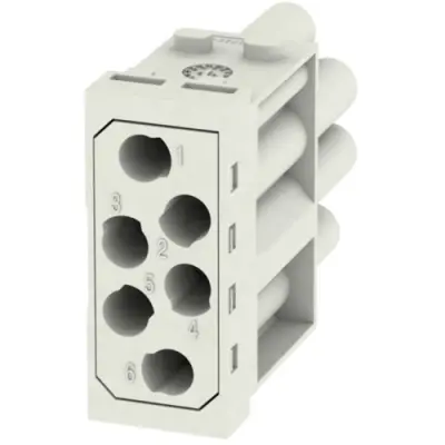 Socket contact insert, 6 pole, unequipped, crimp connection, with PE contact, 1505660000 - 1