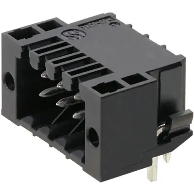 Pin header, 4 pole, pitch 3.5 mm, angled, black, 1001300000 - 1