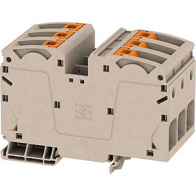 Through terminal block, push-in connection, 35 mm², 3 pole, 125 A, 8 kV, dark beige, 2552100000 - 1
