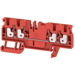 Through terminal block, push-in connection, 0.5-2.5 mm², 4 pole, 24 A, 8 kV, red, 1521710000