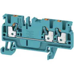 Through terminal block, push-in connection, 0.5-2.5 mm², 3 pole, 24 A, 8 kV, blue, 1521780000