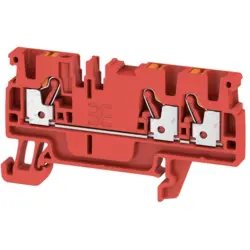 Through terminal block, push-in connection, 0.5-2.5 mm², 3 pole, 24 A, 8 kV, red, 1521800000