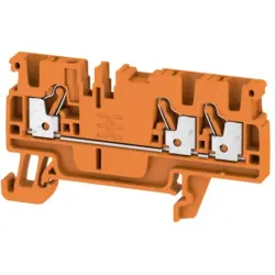 Through terminal block, push-in connection, 0.5-2.5 mm², 3 pole, 24 A, 8 kV, orange, 1521830000