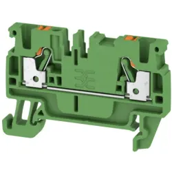 Through terminal block, push-in connection, 0.5-2.5 mm², 2 pole, 24 A, 8 kV, green, 1521950000