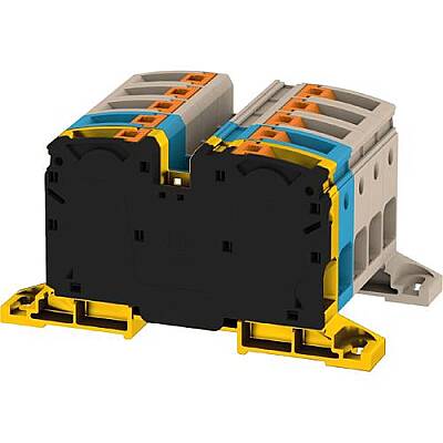 Through terminal block, push-in connection, 35 mm², 5 pole, 125 A, 8 kV, dark beige, 2552200000 - 1