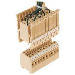 Through terminal block, screw connection, 0.5-4.0 mm², 2 pole, 32 A, 6 kV, beige/yellow, 1538260000