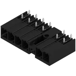 Pin header, 6 pole, pitch 7.62 mm, angled, black, 1543270000