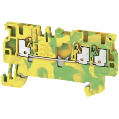 Protective conductor terminal, push-in connection, 0.5-1.5 mm², 3 pole, 6 kV, yellow/green, 1552670000 - 1