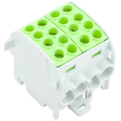 Potential distribution terminal, screw connection, 2 pole, 202 A, green, 1561620000 - 1