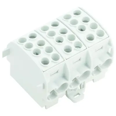 Potential distribution terminal, screw connection, 3 pole, 202 A, light gray, 1561740000 - 1