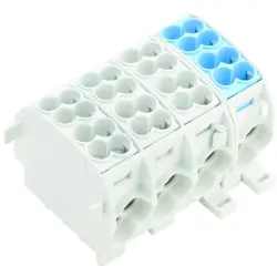 Potential distribution terminal, screw connection, 4 pole, 152 A, light gray, 1562130000
