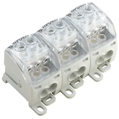 Potential distribution terminal, screw connection, 3 pole, 214 A, light gray, 1562190000 - 1