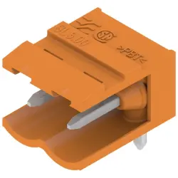 Pin header, 2 pole, pitch 5 mm, angled, orange, 1571130000