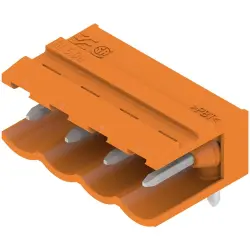 Pin header, 4 pole, pitch 5 mm, angled, orange, 1571150000