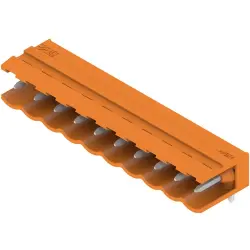 Pin header, 10 pole, pitch 5 mm, angled, orange, 1571210000