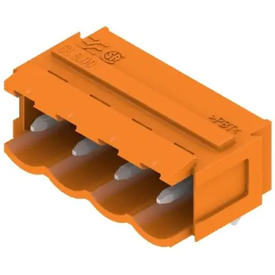 Pin header, 4 pole, pitch 5 mm, angled, orange, 1580880000 - 1