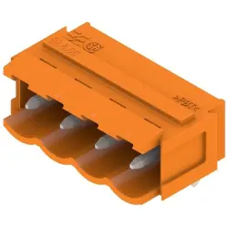Pin header, 4 pole, pitch 5 mm, angled, orange, 1580880000