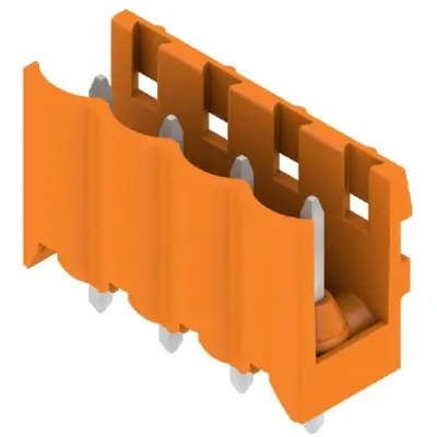 Pin header, 4 pole, pitch 5 mm, straight, orange, 1581340000 - 1