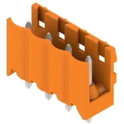 Pin header, 4 pole, pitch 5 mm, straight, orange, 1581340000