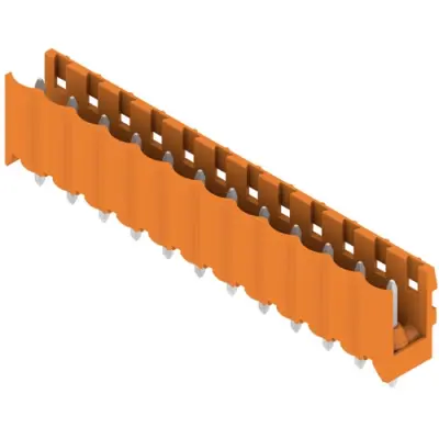 Pin header, 12 pole, pitch 5 mm, straight, orange, 1581420000 - 1