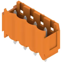 Pin header, 4 pole, pitch 5 mm, straight, orange, 1581800000