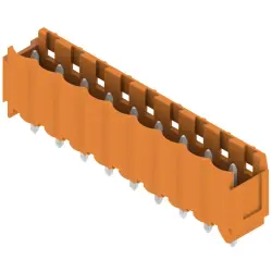 Pin header, 9 pole, pitch 5 mm, straight, orange, 1581850000