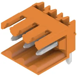 Pin header, 3 pole, pitch 3.5 mm, angled, orange, 1597220000