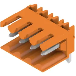 Pin header, 4 pole, pitch 3.5 mm, angled, orange, 1597230000