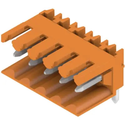 Pin header, 5 pole, pitch 3.5 mm, angled, orange, 1597240000 - 1