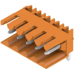 Pin header, 5 pole, pitch 3.5 mm, angled, orange, 1597240000