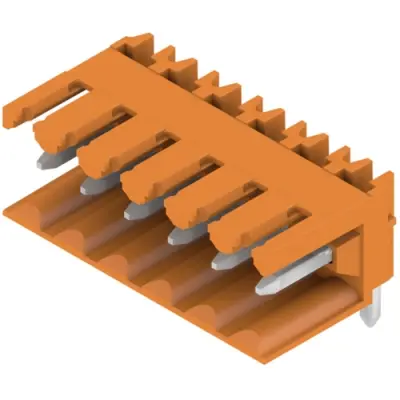 Pin header, 6 pole, pitch 3.5 mm, angled, orange, 1597250000 - 1