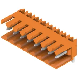 Pin header, 8 pole, pitch 3.5 mm, angled, orange, 1597270000